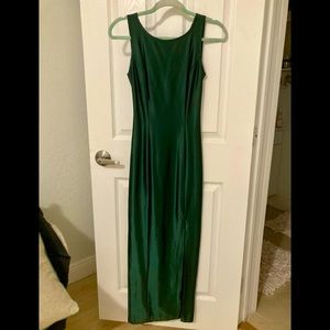 Beautiful long emerald green silk elegant dress